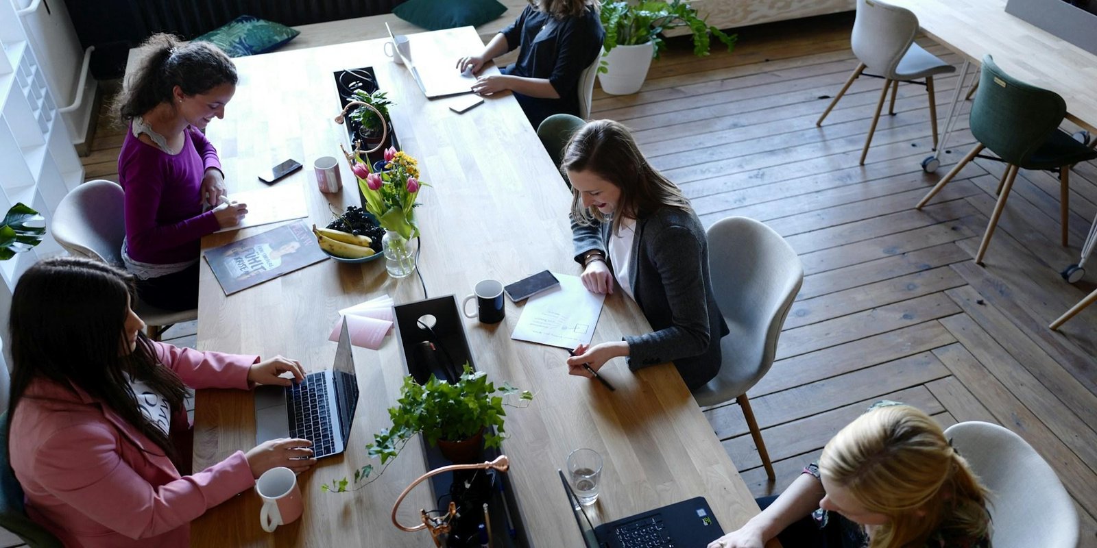 The team working around a table