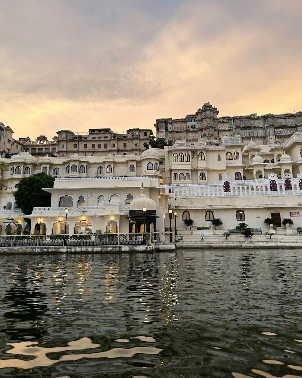A palace courtyard set for a ceremony in India