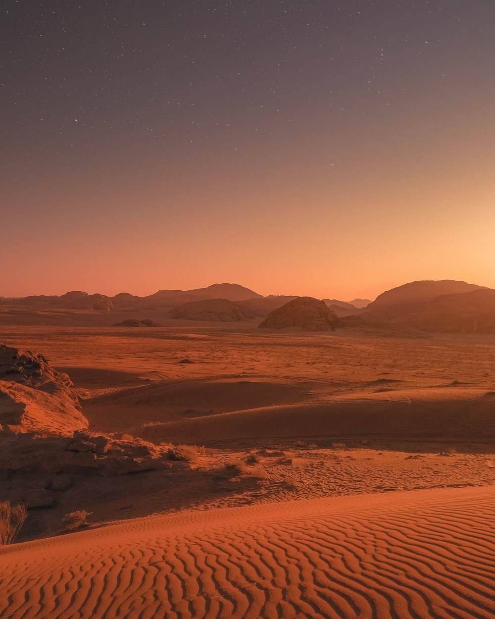 A desert majlis at dusk in the UAE